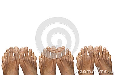 Three Pair Of Feet Of Human Adults Stock Photo