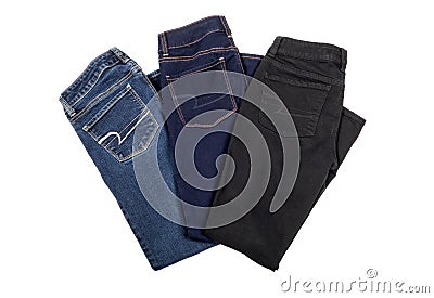 Three Pair of Jeans Stock Photo