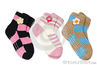 Three pair of woolen socks Stock Photo