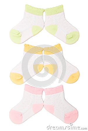 Three pairs baby socks Stock Photo