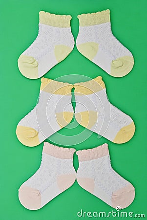 Three pairs baby socks Stock Photo