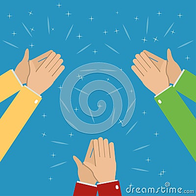 Three pairs of hands applaud, applause. Vector Illustration