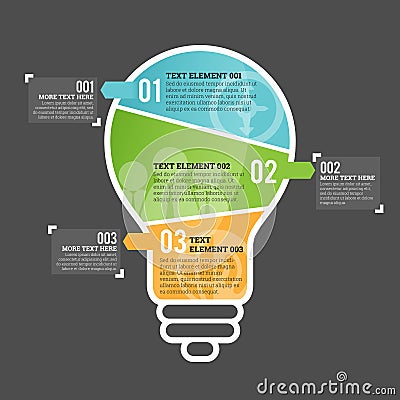 Three Part Bulb Infographic Element Vector Illustration