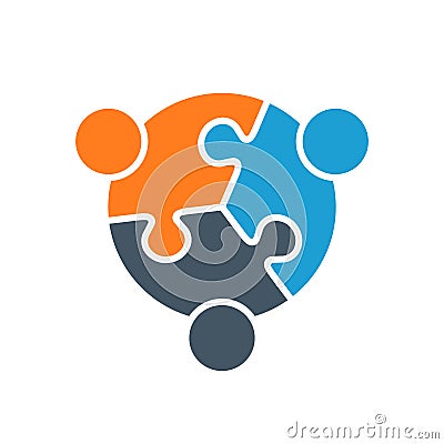 Three Parts of a Whole Working Together Illustration Vector Illustration