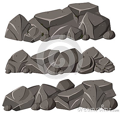 Three patterns of rocks in pile Vector Illustration