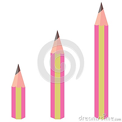 Three pens of different lengths Stock Photo