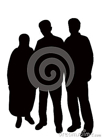Three people, family bodies silhouette vector Vector Illustration