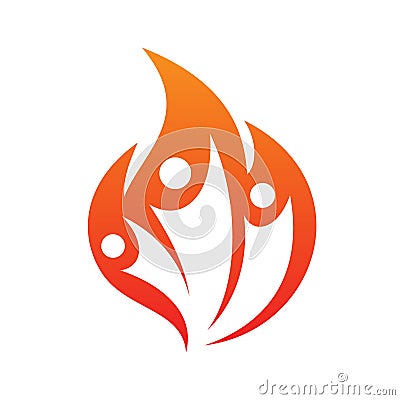 Three people fire life vector icon on the white background Vector Illustration