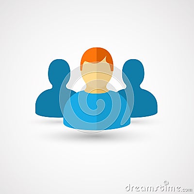 Three People flat icon. Vector Illustration