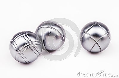 Three petanque balls Stock Photo