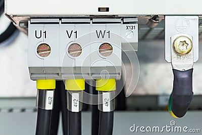 Three phase power connection Stock Photo