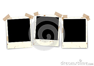 Three photos dirty with tape Vector Illustration