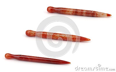 Three pieces agate sticks isolated on white Stock Photo