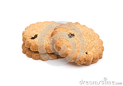 Three pieces crispy crackers with raisin Stock Photo