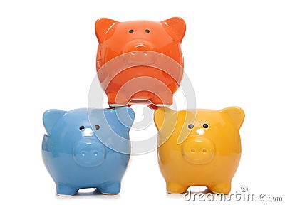 Three piggy banks Stock Photo