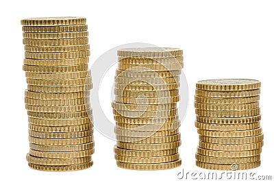 Three piles of money Stock Photo