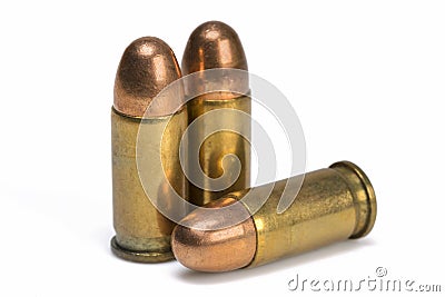 Three Pistol Bullets Stock Photo