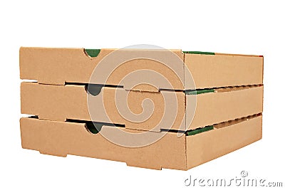 Three pizzas boxes Stock Photo