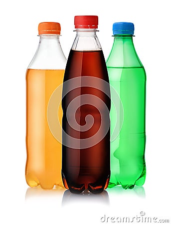 Three plastic bottles of soft drink Stock Photo