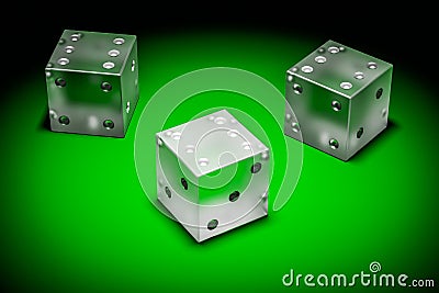 Three plastic dice Stock Photo