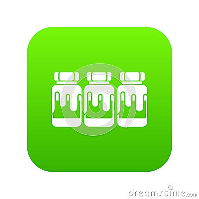 Three plastic jars with gouache icon digital green Vector Illustration