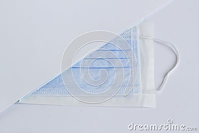 Three ply structure,single use hygenic face mask on white Stock Photo