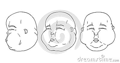 Three pose faces Vector Illustration