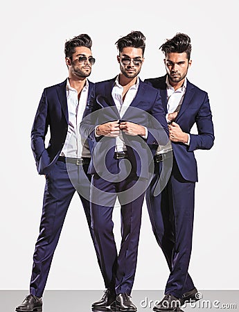 Three poses of an elegant smart casual fashion business man Stock Photo
