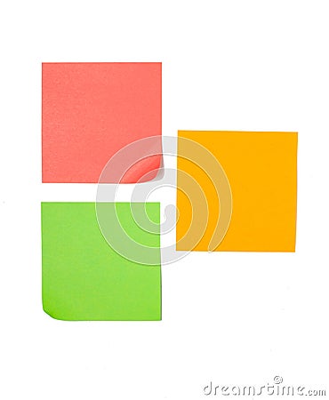 Three post its isolated on white Stock Photo