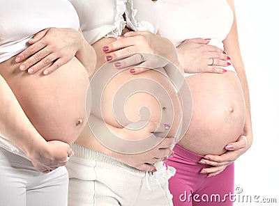 Three pregnancy woman Stock Photo