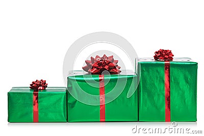 Three presents in a row Stock Photo