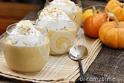 Three Pumpkin Smoothies Stock Photo