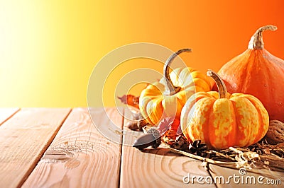 Three pumpkins Stock Photo