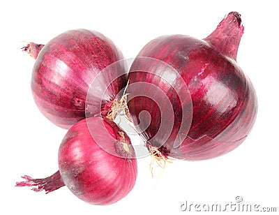 Three a purple fresh onions Stock Photo