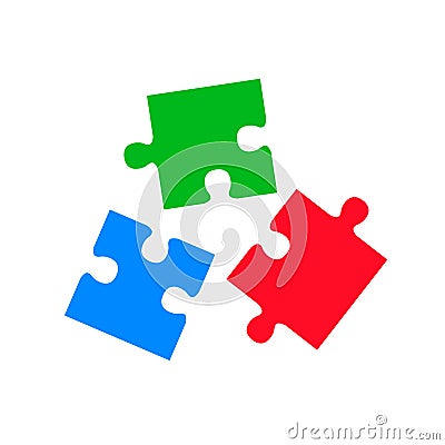 Three puzzle, teamwork, partnership, cooperation, integration - vector Vector Illustration