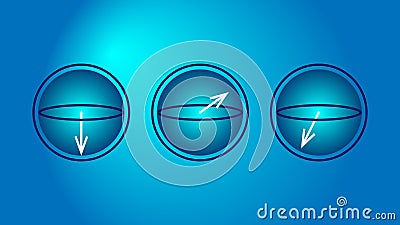 Tree quantum qubit in superposition states, bloch sphere, visualisation of concept of quantum coputing, vector Vector Illustration