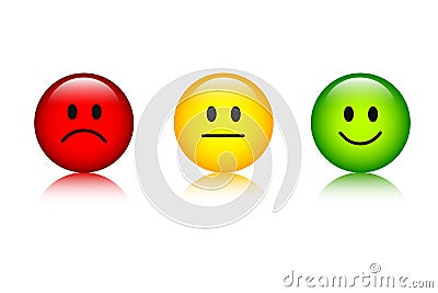 Three rating smiley faces red to green icon Vector Illustration