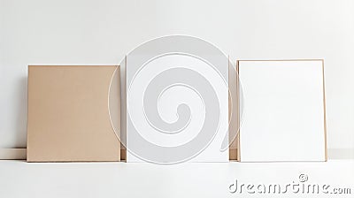 Three rectangular boxes aligned side by side Stock Photo
