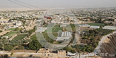 Three Red Cable Cars Ascending the Mount of the Temptation in Jericho Stock Photo