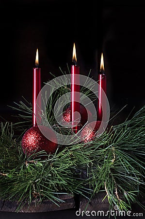 Three Red Candles 2 Stock Photo