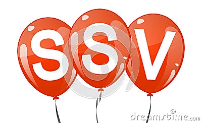 colored balloons with text SSV Vector Illustration