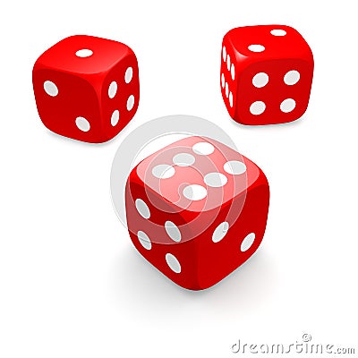 Three red dices Cartoon Illustration