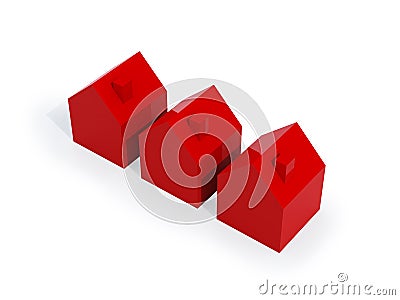 Three red houses Stock Photo