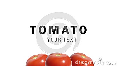 Three red juicy tomatoes. Design for any of your purposes. For logo, products, business cards, menus, brochures and any other adve Stock Photo