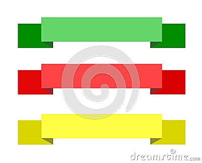 Three ribbon banner on white background. Stock Photo