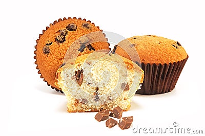 Three rich fruitcakes with chocolate Stock Photo