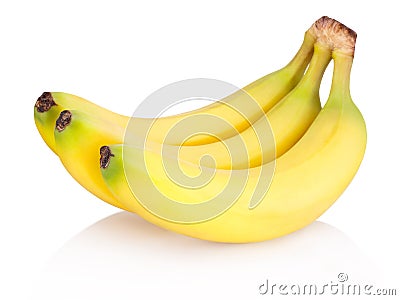 Three of Ripe bananas isolated on white background Stock Photo