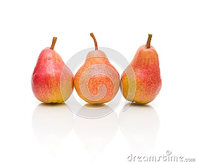 Three pears close-up on white background Stock Photo