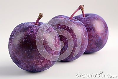 Three Ripe Plums Stock Photo