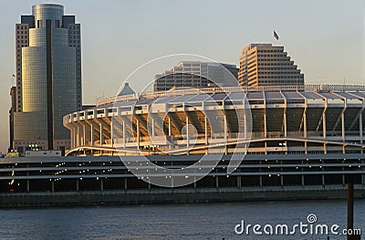 Three Rivers Stadium on Ohio River, Cincinnati, OH Editorial Stock Photo